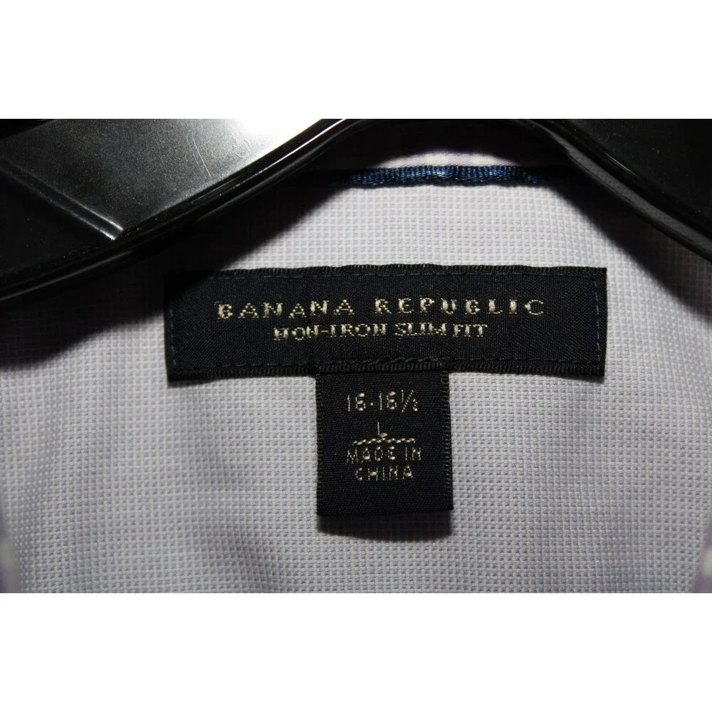 Banana Republic Men's Purple Gingham Short Sleeve Slim Fit Shirt 16-16.5 Large